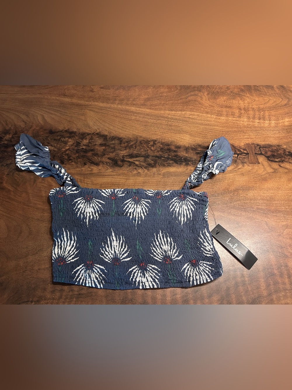 Lulus Trancoso Dusty Blue Floral Print Crop Top